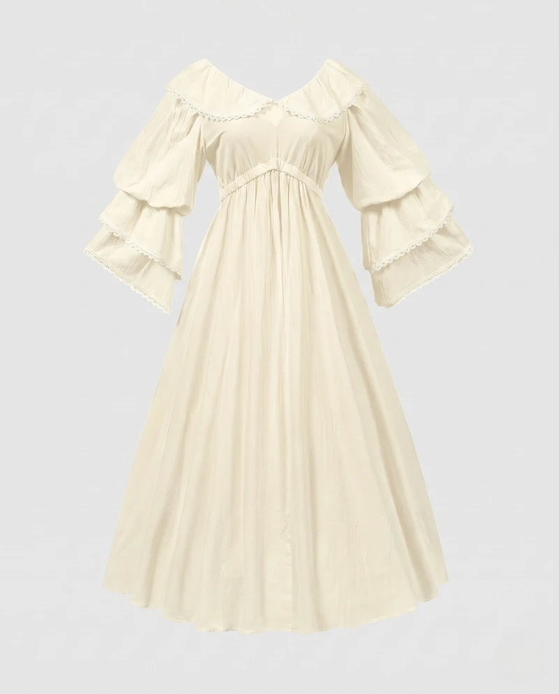 Romantisches Maxikleid für Frauen mit Rüschendetails Drune