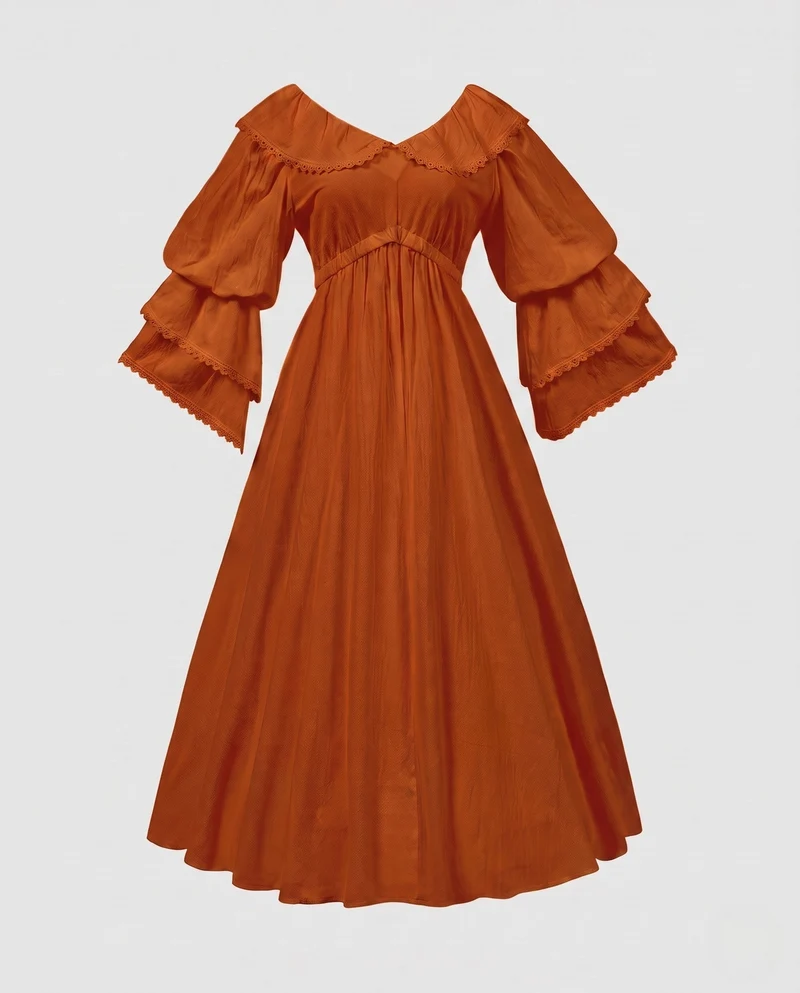 Romantisches Maxikleid für Frauen mit Rüschendetails Drune