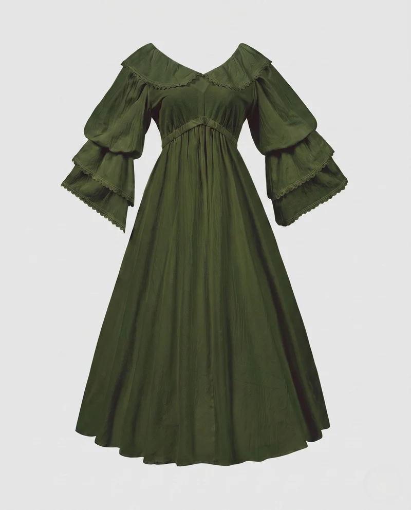 Romantisches Maxikleid für Frauen mit Rüschendetails Drune