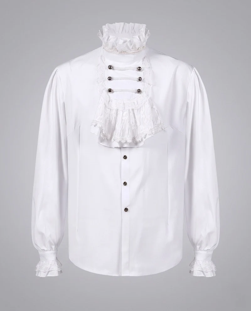 Damen Rüschbluse mit elegantem Kragen und dekorativen Knöpfen Drune