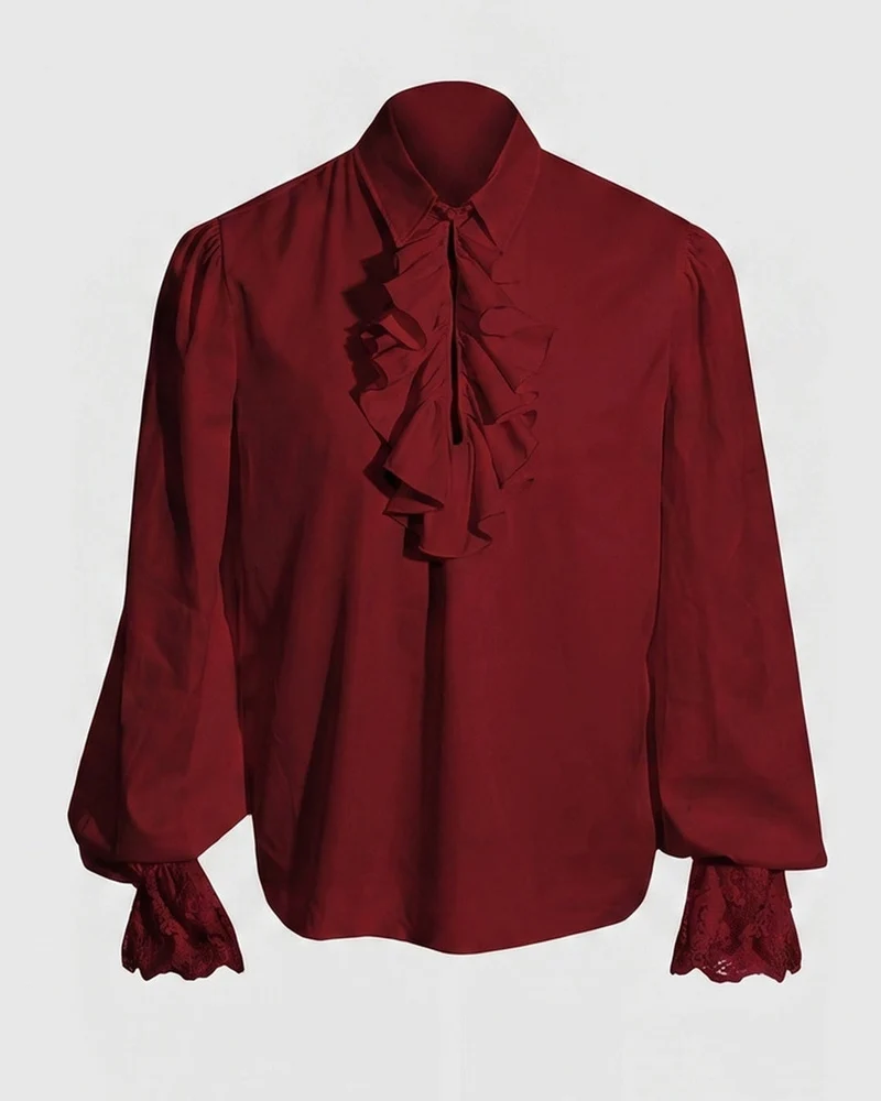 Damen Rüschbluse mit elegantem Kragenbereich Drune