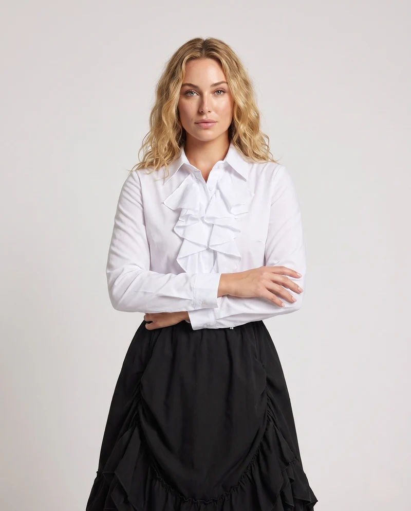 Damen Rüschenshirt mit voluminösem Maxikleid Drune
