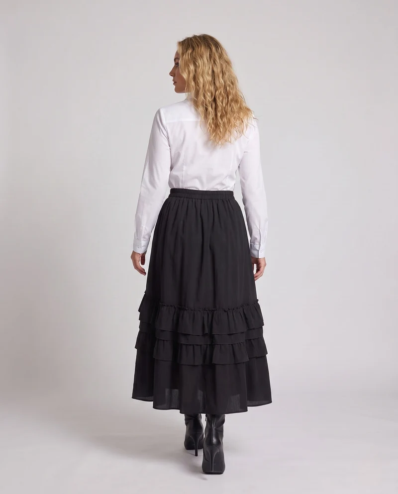 Damen Rüschenshirt mit voluminösem Maxikleid Drune