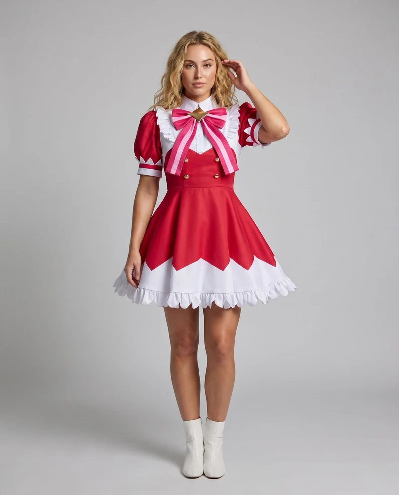 Damen stilvolles Cosplay-Kleid mit eleganten Rüschen und auffälligen Details Drune