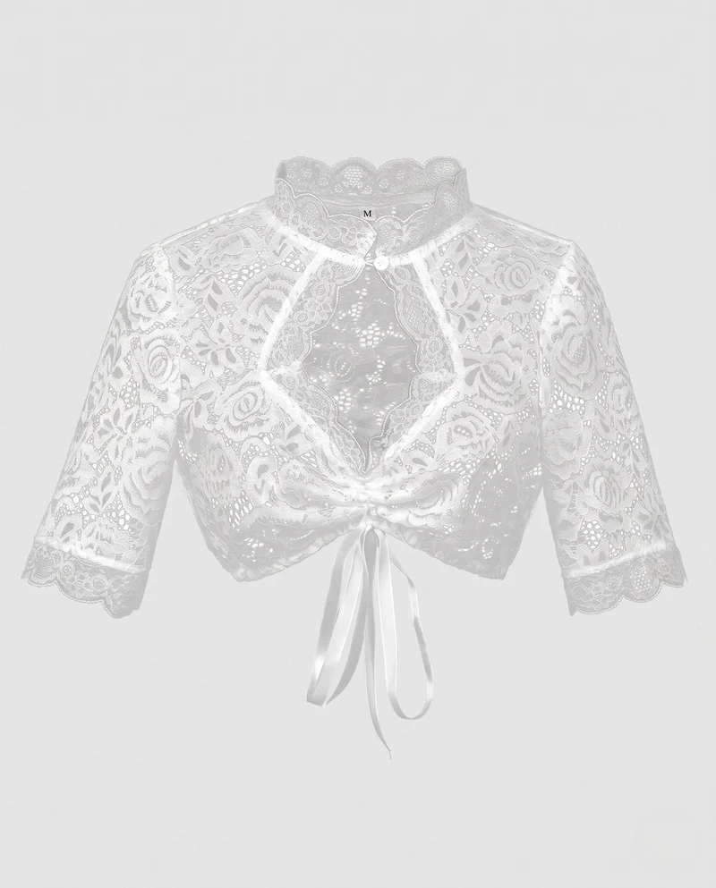 Damen Spitzen Bolero mit eleganter Schnürung Drune