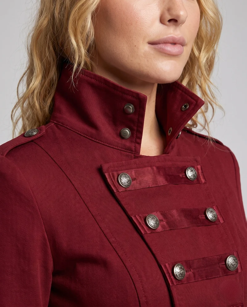 Damen gepolsterter Mantel mit asymmetrischem Saum und dekorativem Knopfleisten Drune