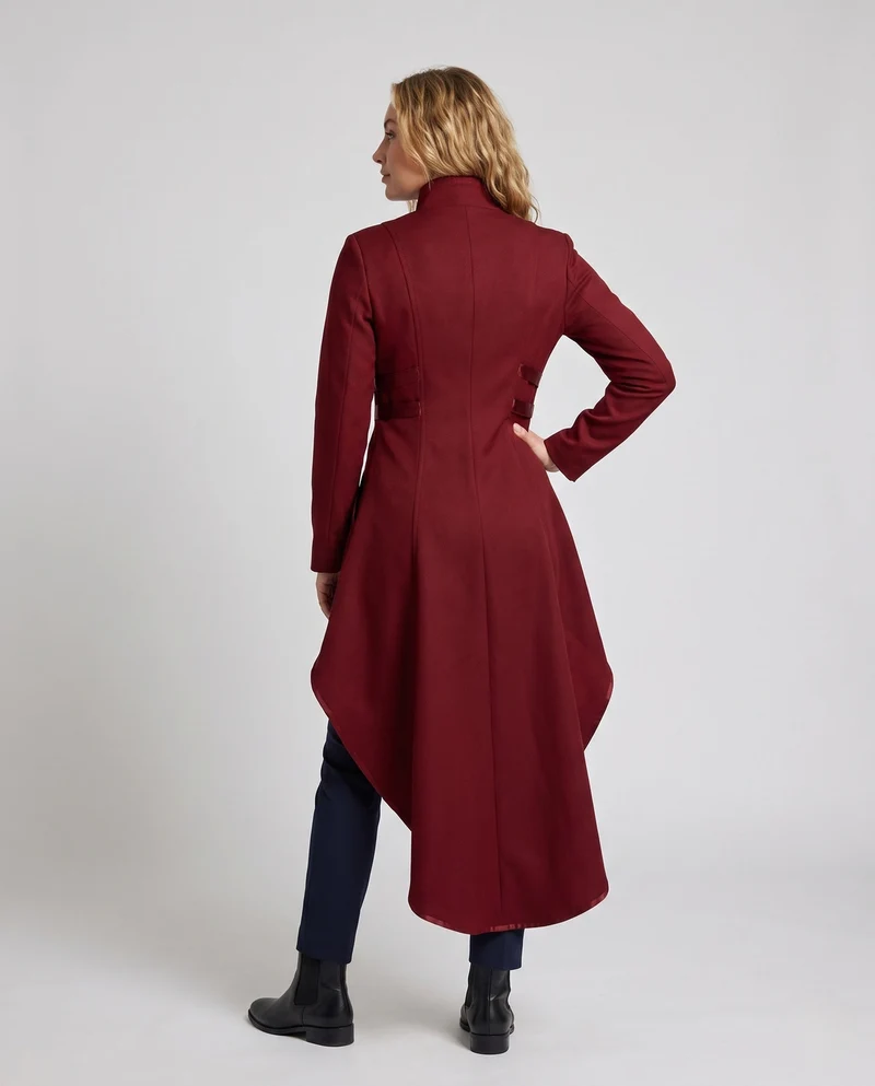 Damen gepolsterter Mantel mit asymmetrischem Saum und dekorativem Knopfleisten Drune