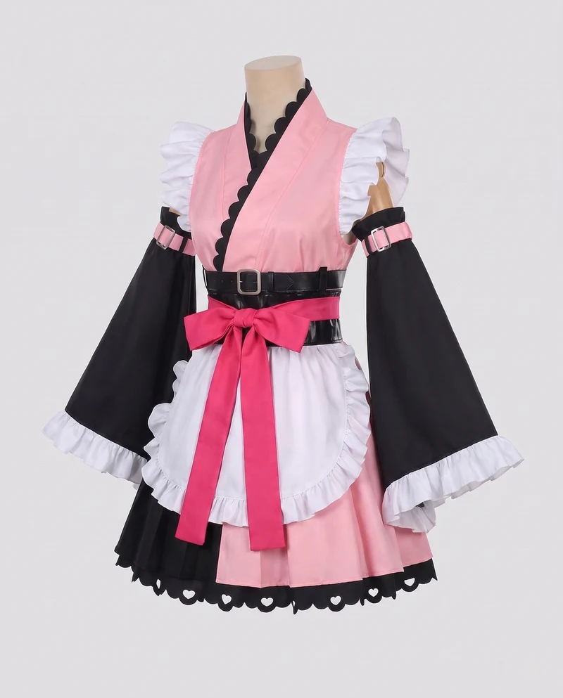 Damen traditionelle Kimono-Kleid mit blühenden Akzenten und fließenden Ärmeln Drune