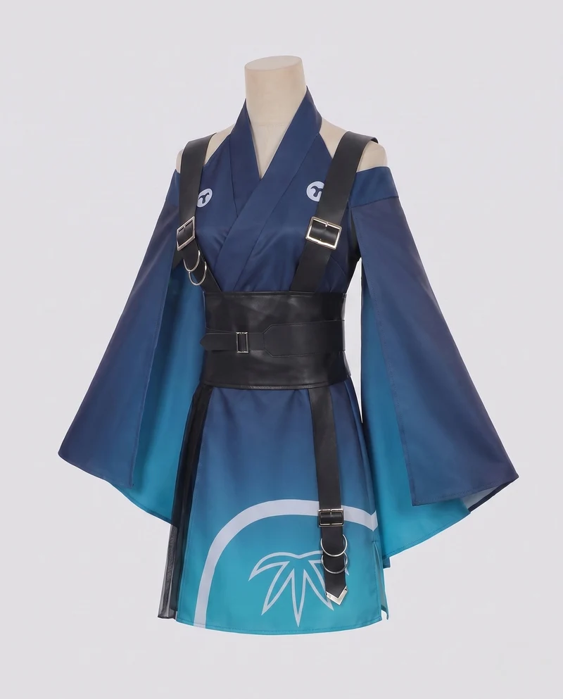 Damen traditionelle Kimono-Kleid mit blühenden Akzenten und fließenden Ärmeln Drune