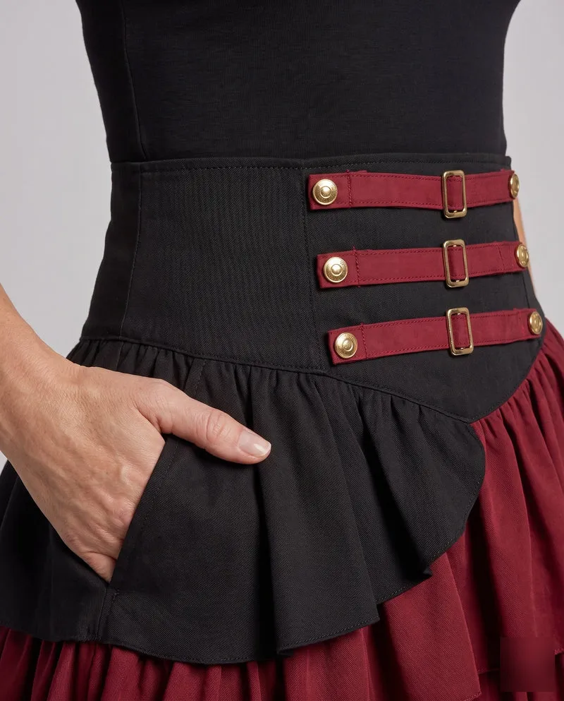 Damen voluminöser Rüschensock mit dekorativen Knopfdetails Drune