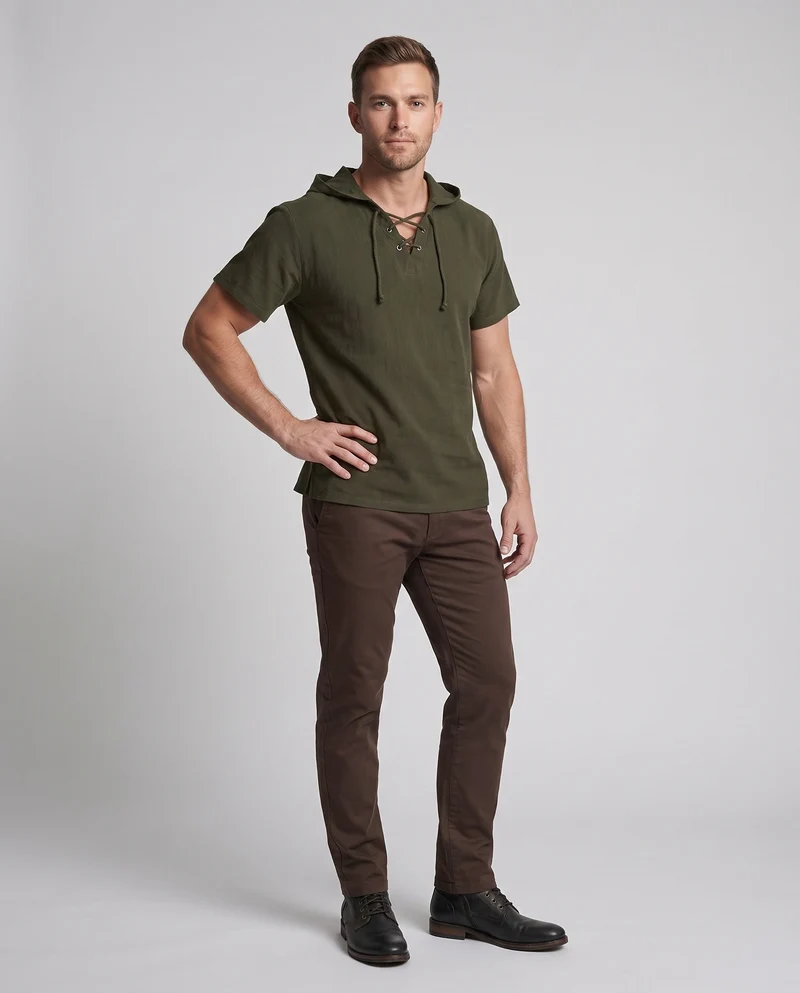 Herren Freizeitshirt mit Kapuze und Schnürung Drune