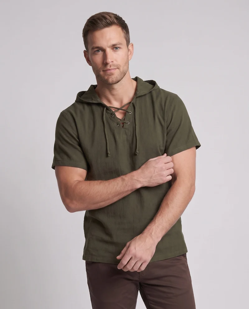 Herren Freizeitshirt mit Kapuze und Schnürung Drune