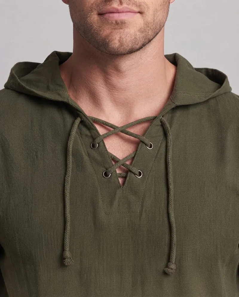Herren Freizeitshirt mit Kapuze und Schnürung Drune