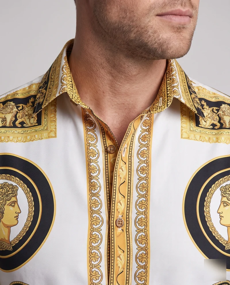 Herrenmodehemd mit künstlerischem Druck und eleganten Details Drune