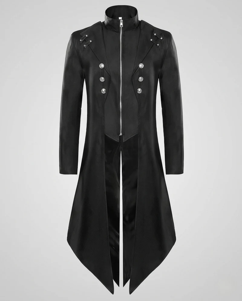 Herren stilvoller Frack mit asymmetrischem Saum und dekorativen Knopfdetails Drune