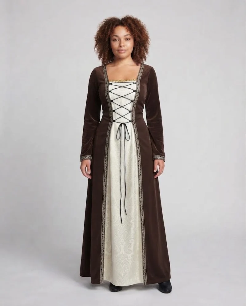 Damen elegante mittelalterliche Kleidung mit schimmernden Akzenten Drune