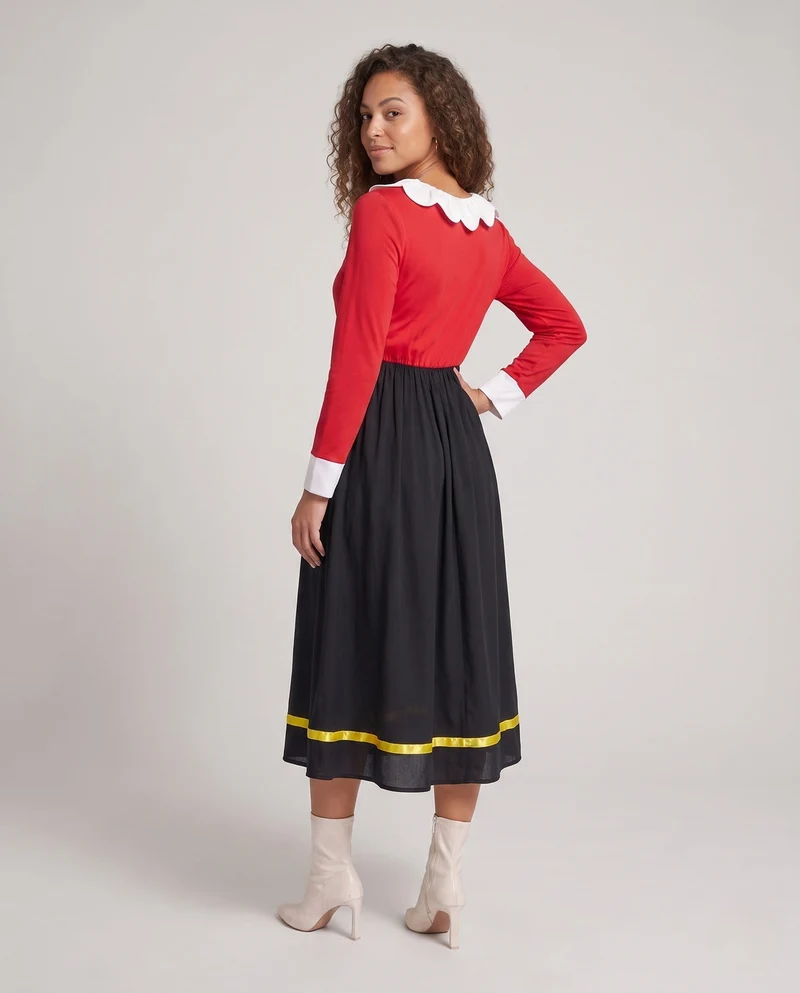 Frauen Elegantes Kleid mit Rüschendetails und Kontrastkragen Drune