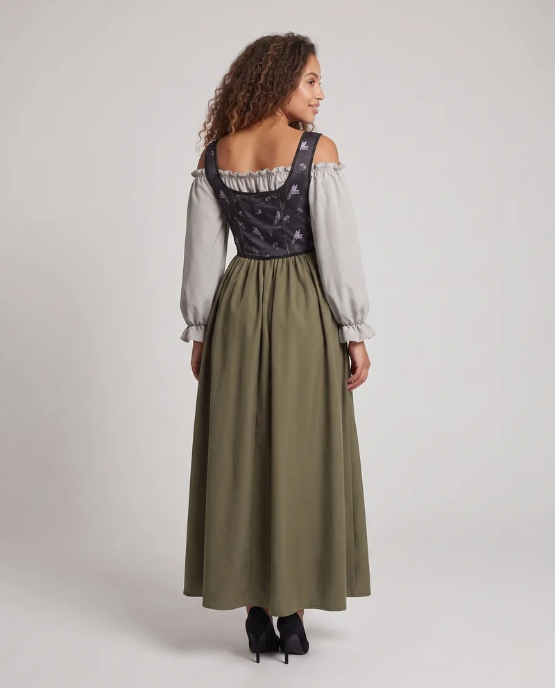 Damen-Traditionskleid mit elegantem Oberteil und fließendem Rock Drune