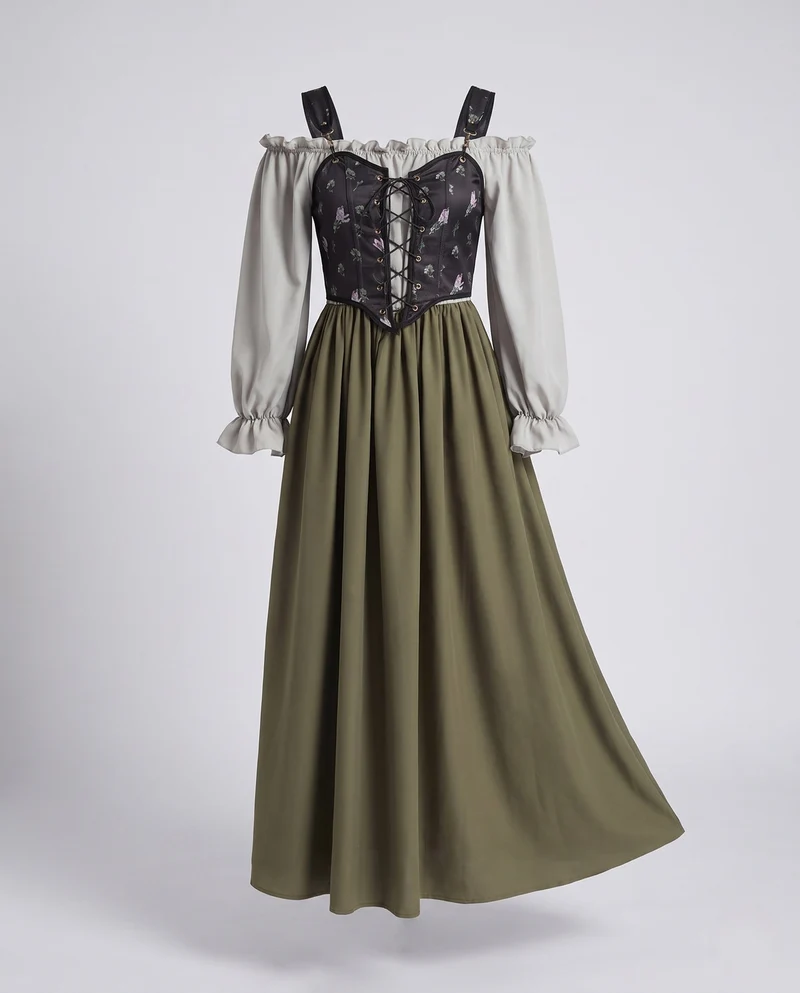 Damen-Traditionskleid mit elegantem Oberteil und fließendem Rock Drune