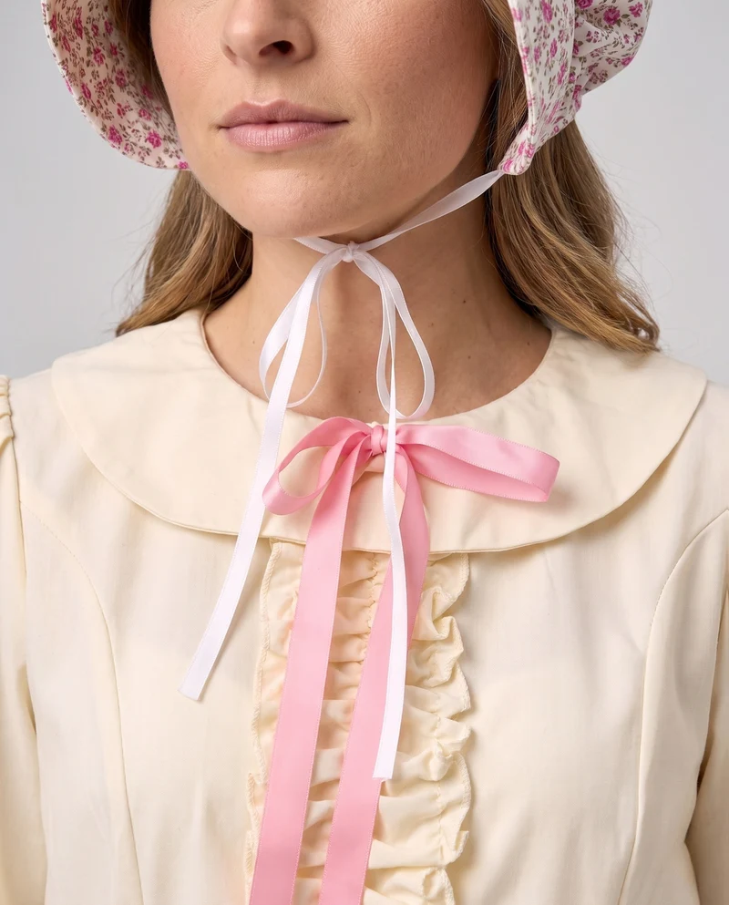 Damen historische Bauernkleid mit Rüschendetail und Baumwollschürze Drune