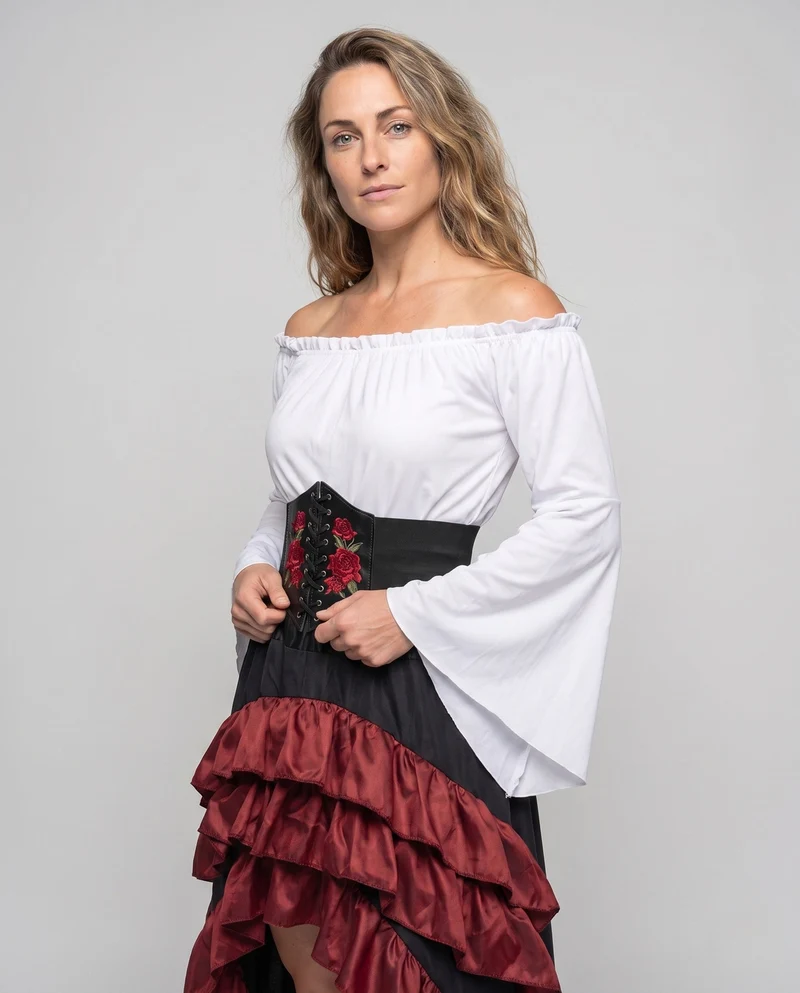 Damen Historisches Kostüm mit Volantrock und Fitted Bodice Drune
