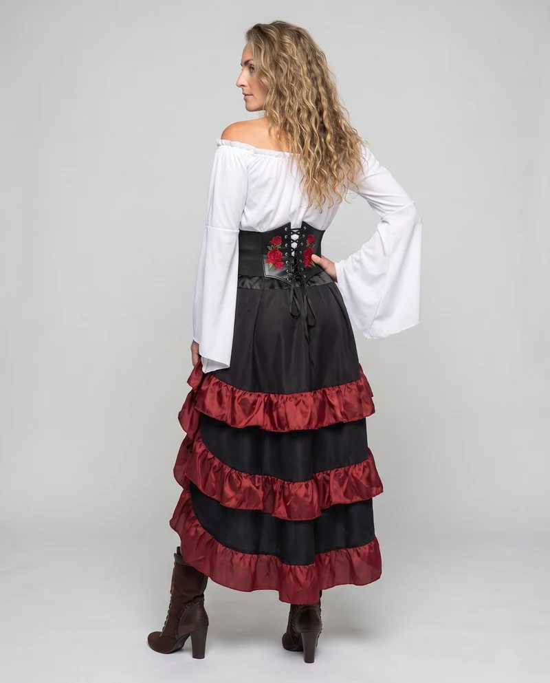 Damen Historisches Kostüm mit Volantrock und Fitted Bodice Drune