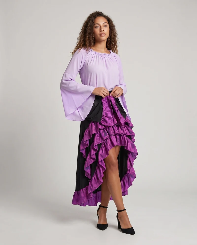 Frauen Historisches Rüschkleid mit Eleganter Korsage und Ausgestellt Rock Drune