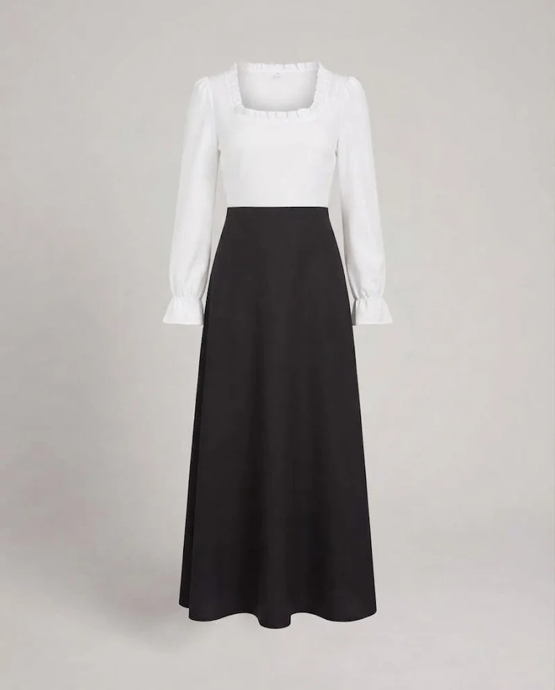 Damenhistorisches Kostümkleid mit modernen Akzenten und Schwungrock Drune
