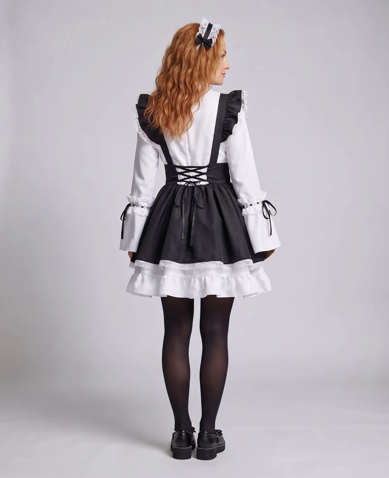 Damenkostüm als elegante Dienstmädchen mit Rüschen und Schleifen Drune