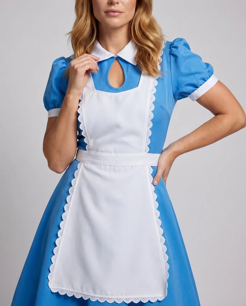 Damenkostüm im Alice im Wunderland-Stil mit Rüschen und Schürze Drune