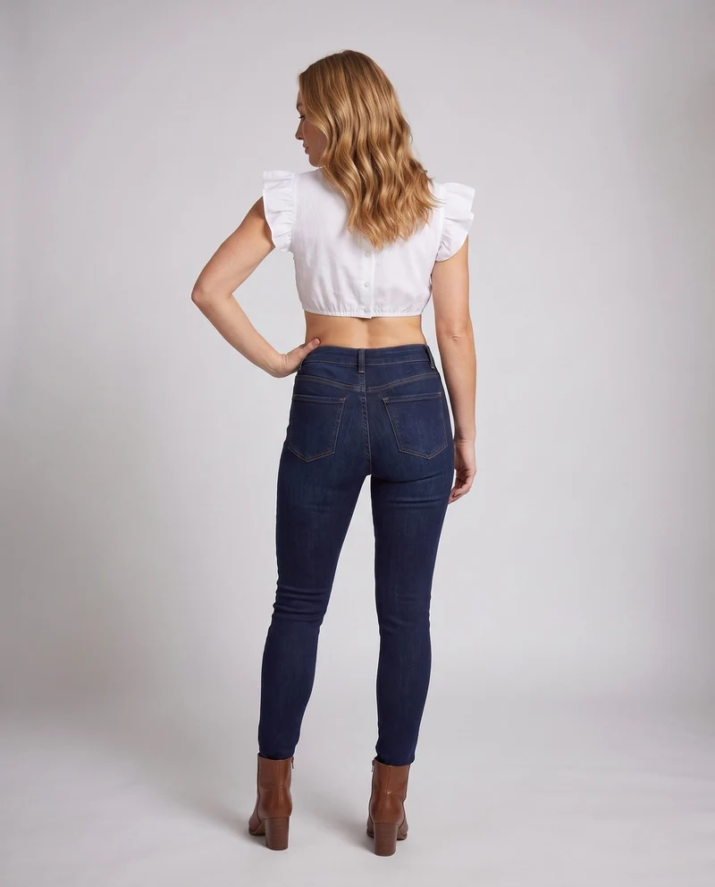 Damen Kurzoberteil mit Rüschendetails und verstellbarem Taillenbündchen
