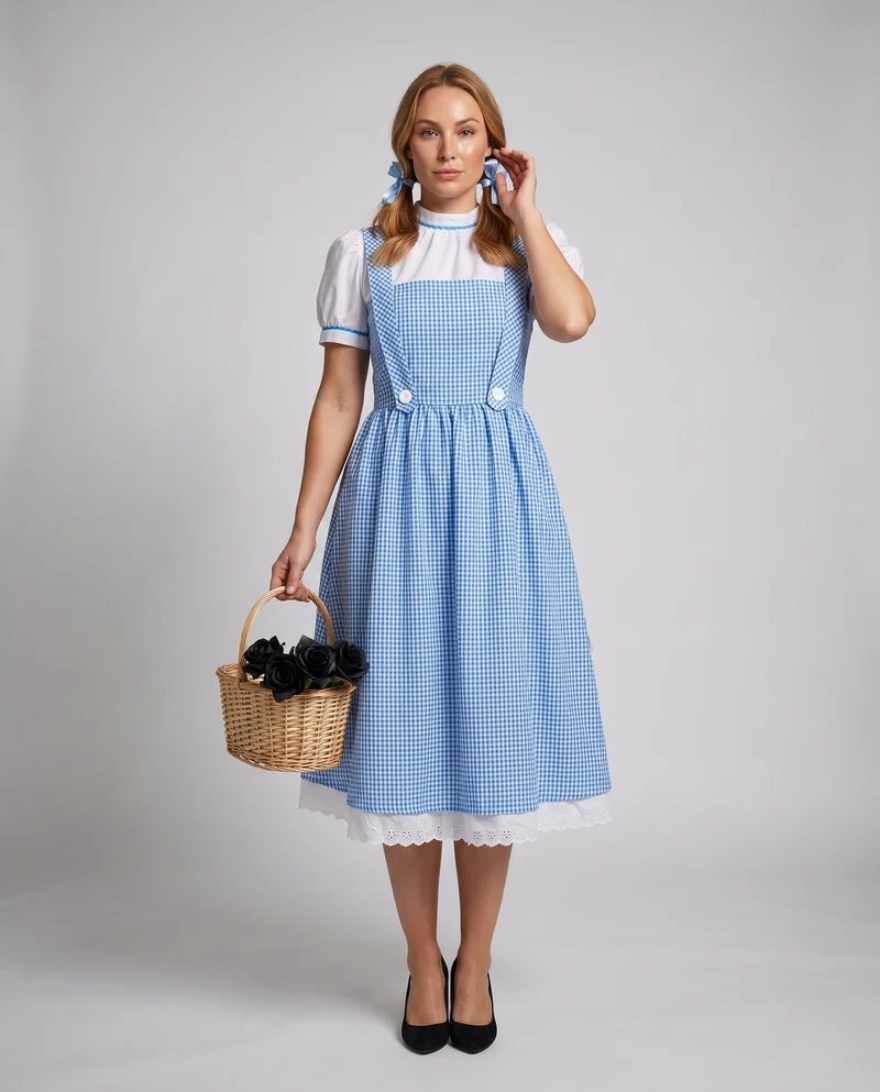 Damen Landhauskleid mit Rüschen und charakteristischen Trägern Drune
