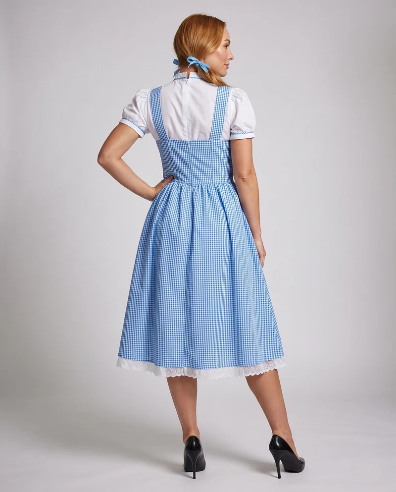 Damen Landhauskleid mit Rüschen und charakteristischen Trägern Drune
