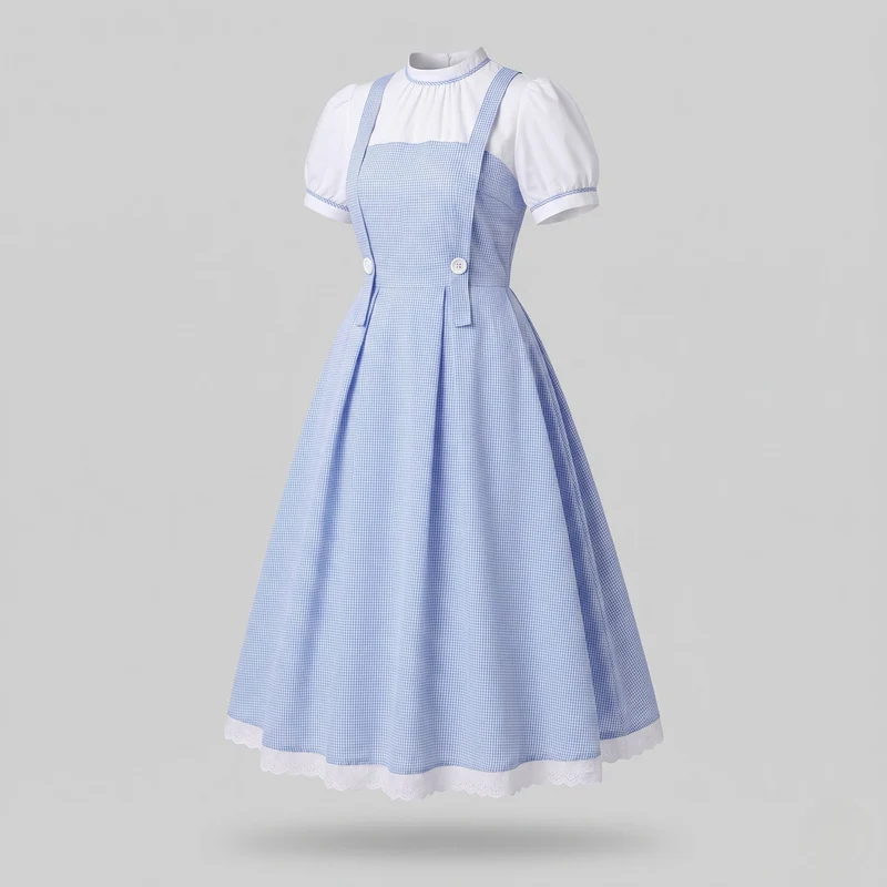 Damen Landhauskleid mit Rüschen und charakteristischen Trägern Drune