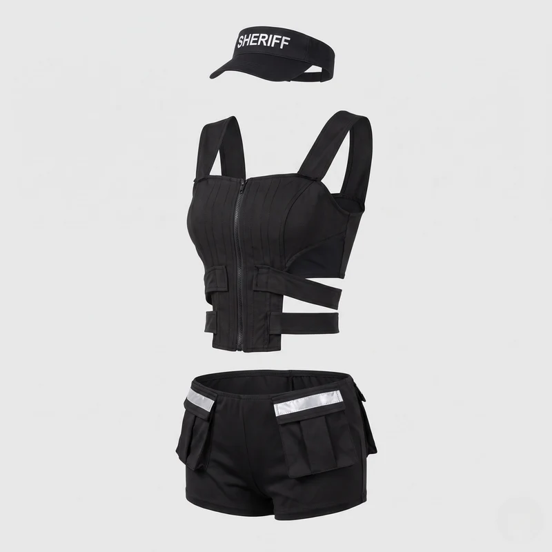 Damen langlebiges Polizeikostüm mit modernen Designelementen Drune