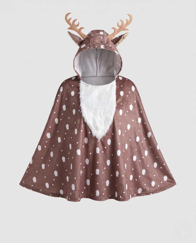 Damen Tierkostüm als reindeer-ähnliches Poncho mit Kapuze und 3D Geweihen Drune
