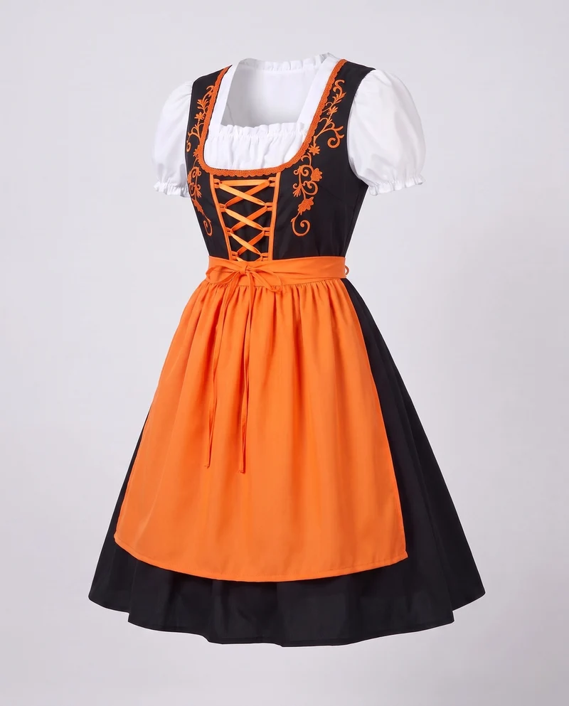 Frauen traditionelle Kleider mit blumigem Design und Rüschendetails Drune