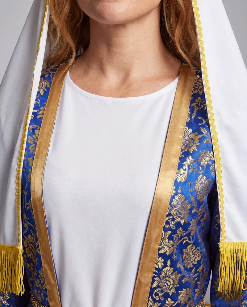 Frauen traditionellen arabischen Kostüm mit Fransen geprägtem Design und eleganter Überlagerung Drune
