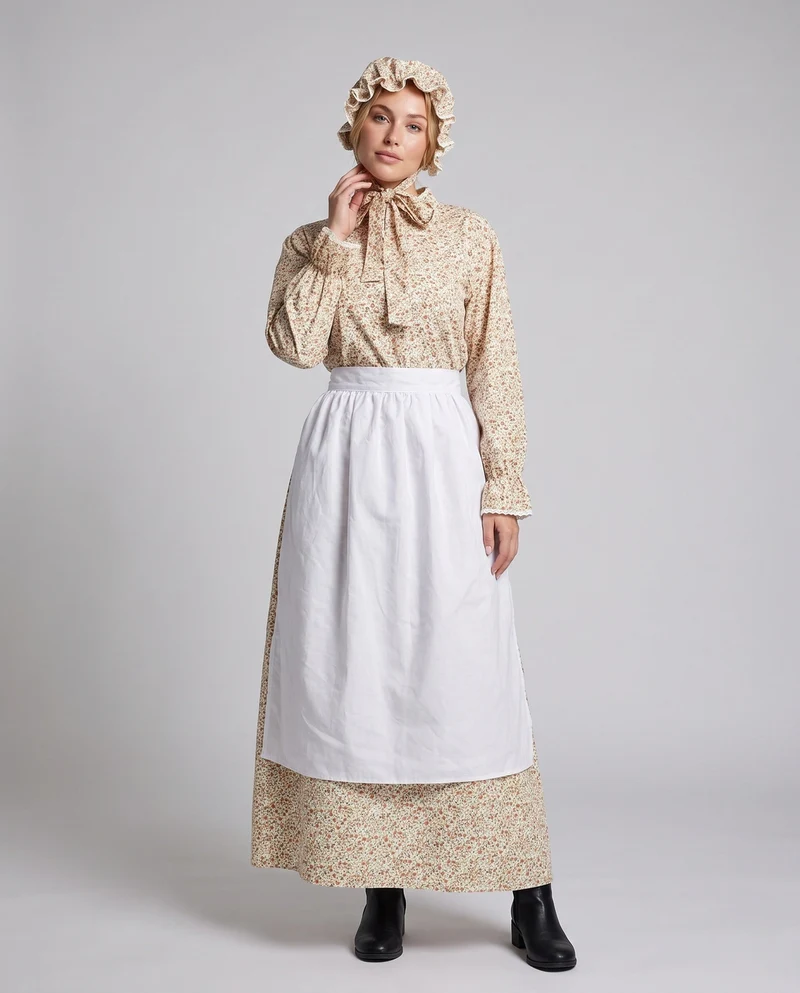 Frauen traditionelle Bauernkleid mit Rüschendetails und Blumenmuster Drune