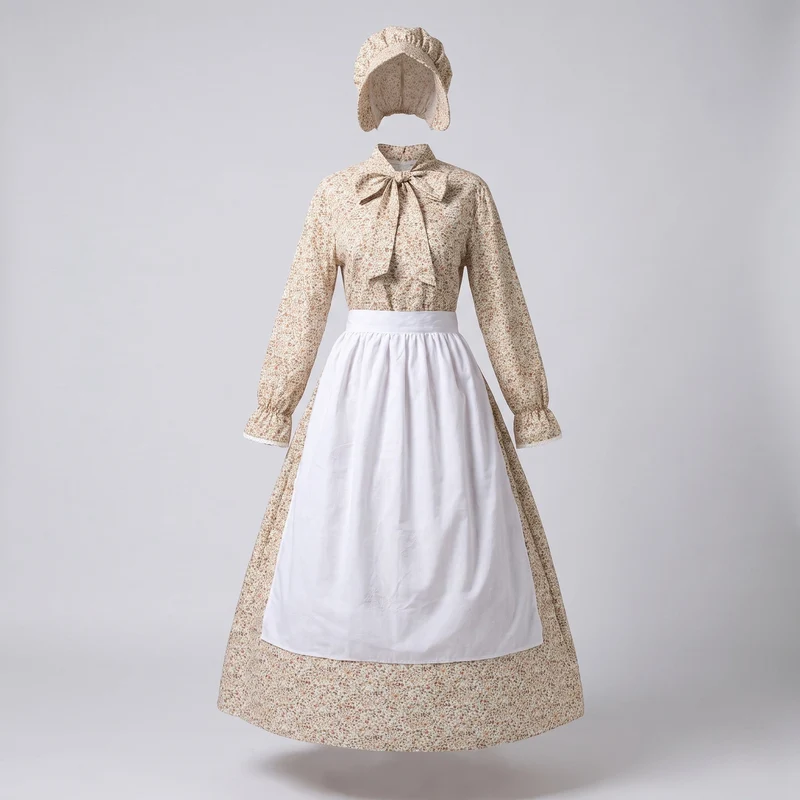 Frauen traditionelle Bauernkleid mit Rüschendetails und Blumenmuster Drune