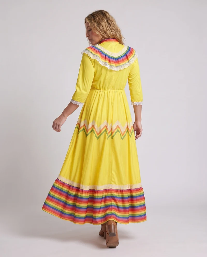 Frauen Traditionelles Mexikanisches Kleid mit Buntakzenten Drune