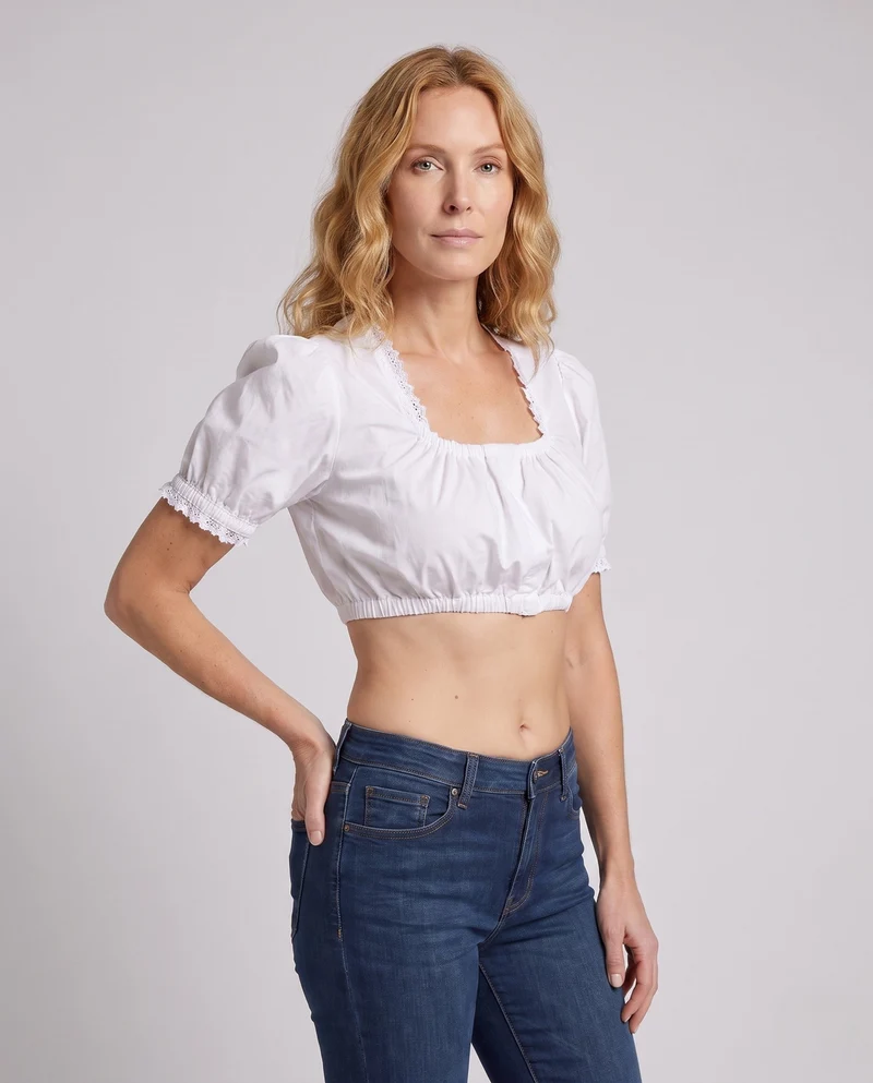 Damen Tanktop mit Puffärmeln und romantischen Rüschen Drune