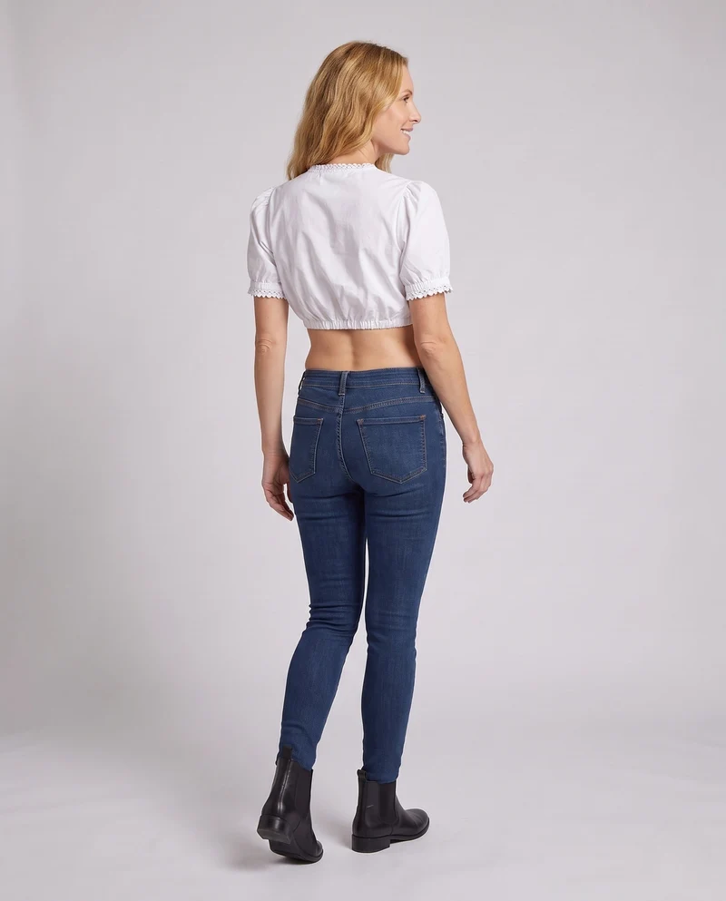 Damen Tanktop mit Puffärmeln und romantischen Rüschen Drune