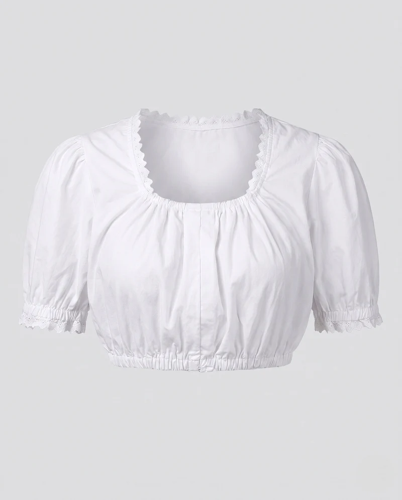 Damen Tanktop mit Puffärmeln und romantischen Rüschen Drune