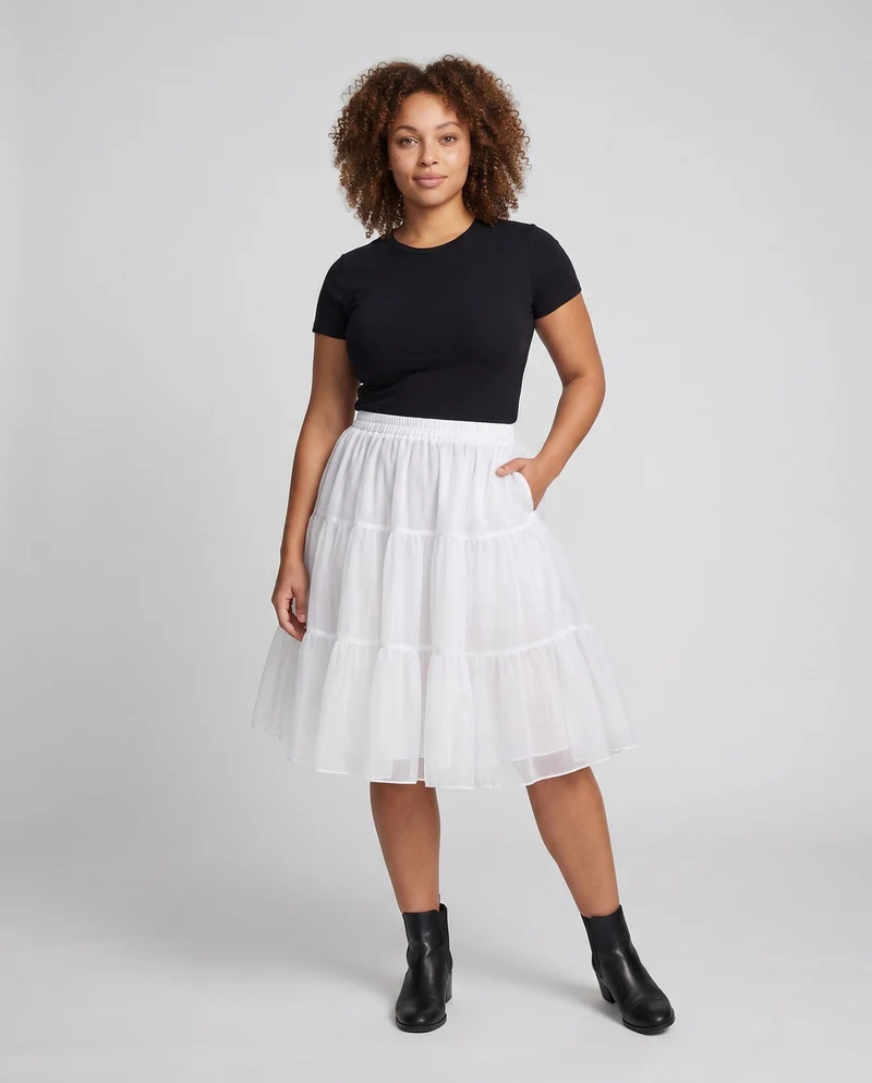 Damen-Tüllrock mit schwingendem Design und dekorativem Taillenbund Drune