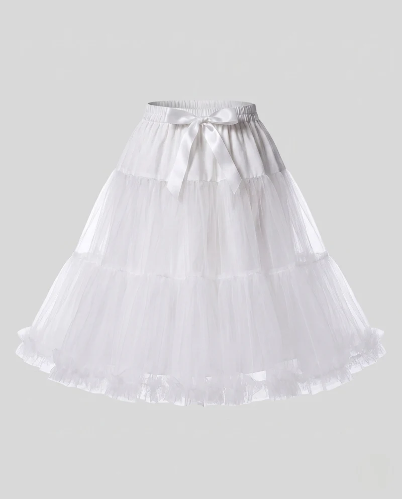 Damen-Tüllrock mit schwingendem Design und dekorativem Taillenbund Drune
