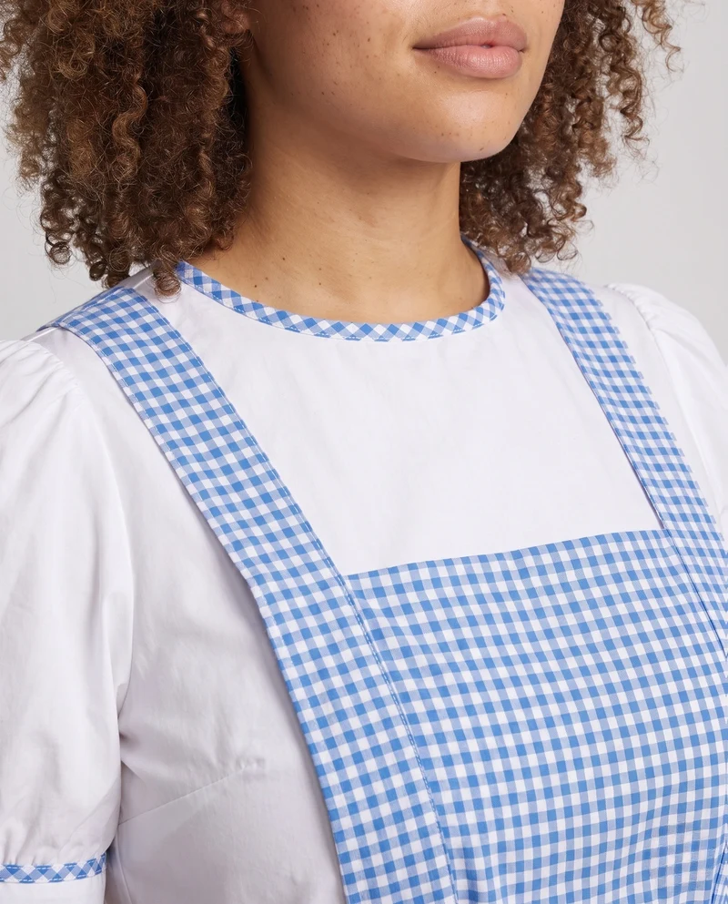 Damen Vintage Kleid mit kariertem Muster und Rüschendetails Drune