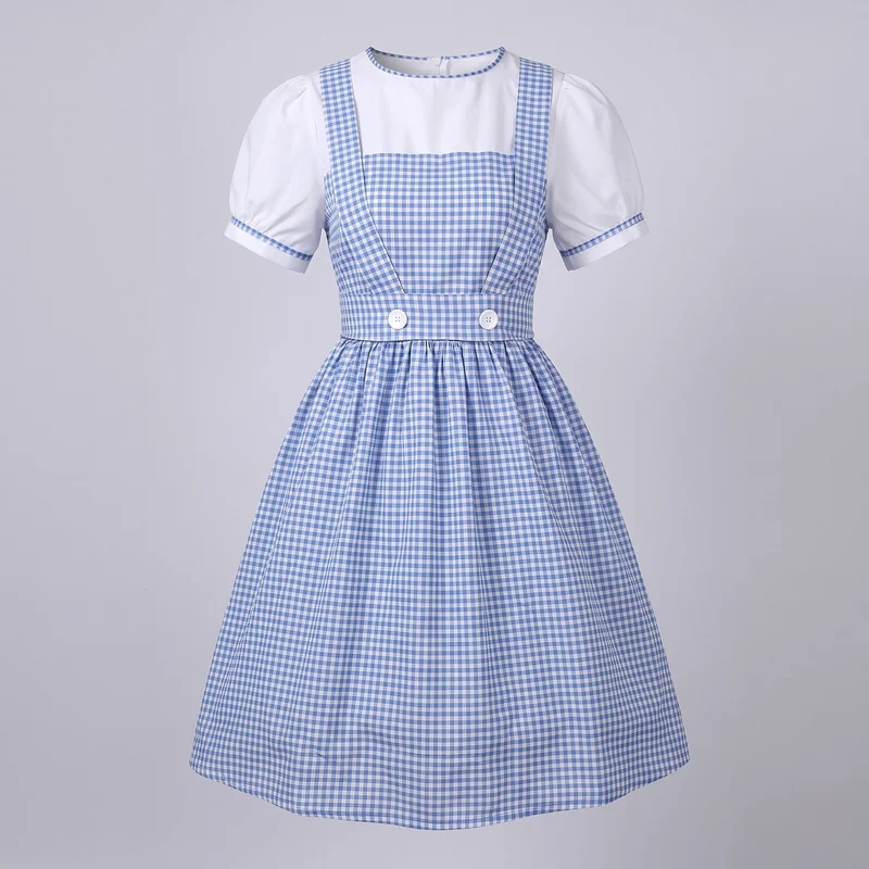 Damen Vintage Kleid mit kariertem Muster und Rüschendetails Drune