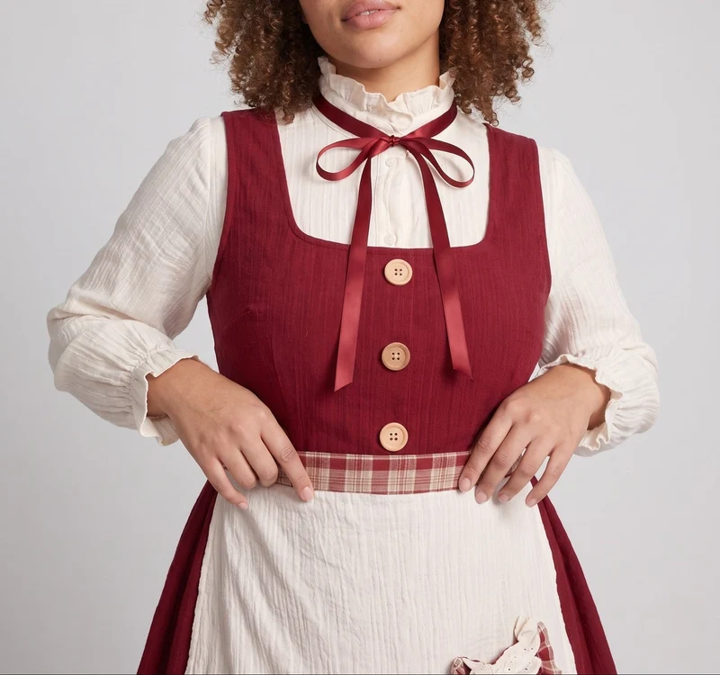 Damen Vintage Kleid mit Rüschendetails Drune