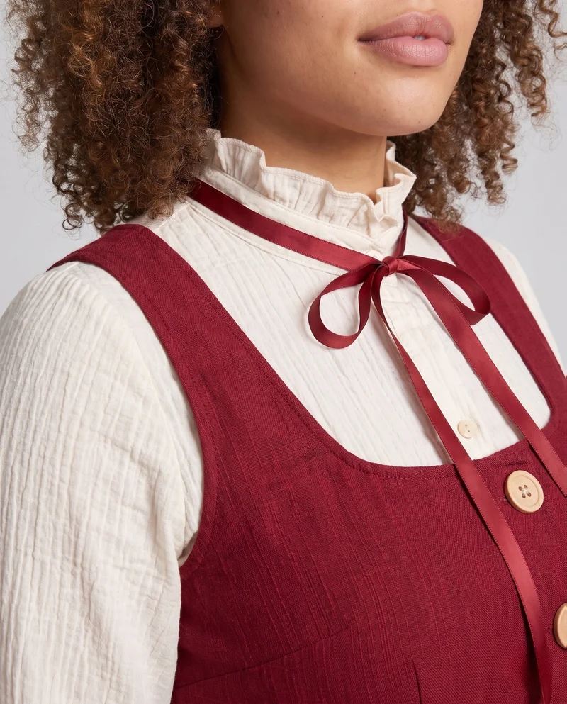 Damen Vintage Kleid mit Rüschendetails Drune